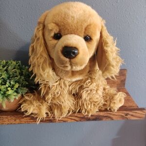 Toys R Us Realistic Cocker Spaniel Dog Plush 2012 Puppy Fluffy Golden Brown  Toy